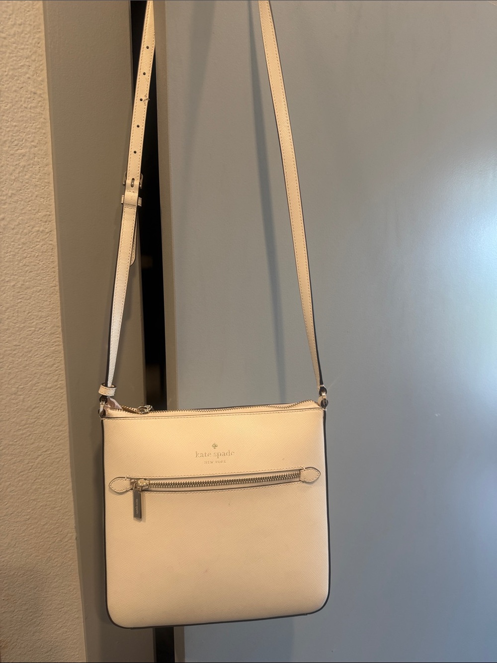 kate spade Cream White Saffiano Crossbody Bag